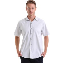 Hatemoğlu Gri Ç. Klasik Fit Çizgili Pamuklu Slim Yaka Kısa Kollu Klasik Gömlek