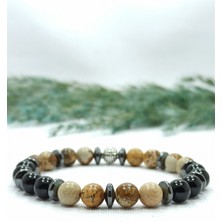 Nelleovana Jasper Oniks Hematit Doğal Taş  Azim ve Cesaret Bileklik