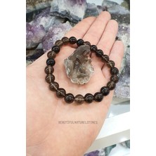 Nelleovana Dumanlı Kuvars Doğal Taş Bileklik Aa Kalite 8 mm ( Dumanlı Kuvars Taş Hediyeli )