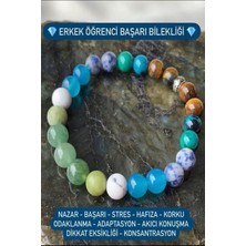 Nelleovana Doğal Taş Erkek Öğrenci Başarı Bilekliği  ( Kaplangözü, Turkuaz, Akik, Sodalit, Yeşim ve Aventurin )