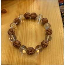 Nelleovana Rudraksha(Rudrakşa)Tohumu ve Kristal Kuvars Bileklik