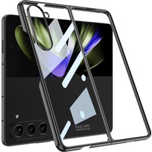 Fibaks Samsung Galaxy Z Fold 5 Kılıf Katlanabilir Kenarları Renkli Transparan Koruyucu Kapak