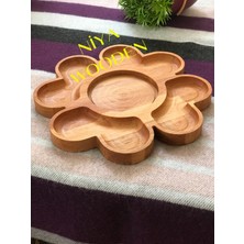 Niya Wood Ahşap Çerezlik Çok Amaçlı 5 Bölmeli 24 cm Çapında Bambu Çerezlik