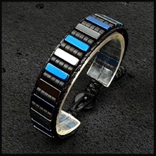 Seven Art Jewelry Hematit Taşı Mavi Gri Piyano Bileklik