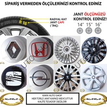 Slazer Auto Mitsubishi 15"inç Kırılmaz 4 Adet 1 Takım Siyah Gri Jant Kapağı Seti