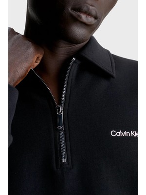 Calvin Klein Pamuklu Regular Fit Fermuarlı Polo Yaka Sweat K10K111814BEH Erkek Sweat K10K111814 Beh