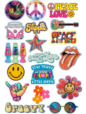Bsb Hippi Sticker Telefon Laptop Notebook Tablet Defter Matara Stiker Etiket ST330