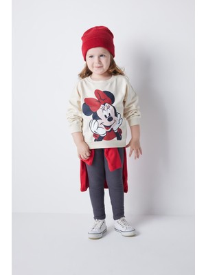 DeFacto Kız Bebek Disney Mickey & Minnie Sweatshirt Fitilli Kaşkorse Tayt 2'li Takım A8919A523AU