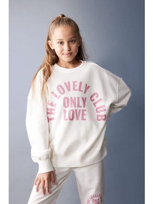 DeFacto Kız Çocuk Coool Baskılı Sweatshirt Eşofman Altı 2'li Takım B4432A823AU