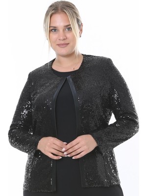 Ladies First Büyük Beden 3810 Siyah Ceket Bluz Takım