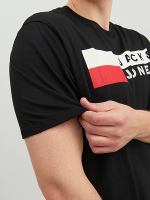 Jack & Jones Renkli Logo Baskili Tisört- Büyük Beden