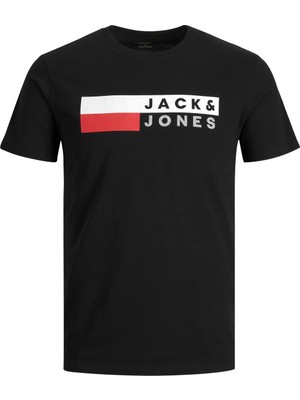 Jack & Jones Renkli Logo Baskili Tisört- Büyük Beden