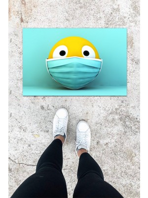 Dijital Baskı Yeşil Dış ve Iç Mekan Doğal Taş Desen Kapı Önü Paspası