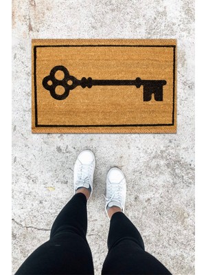 Dijital Baskı Kahverenk Dış ve Iç Mekan Anahtar Desen Kapı Önü Paspası