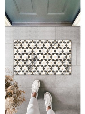 Dijital Baskı Yeşil Dış ve Iç Mekan Doğal Taş Desen Kapı Önü Paspası