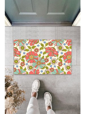 Dijital Baskı Yeşil Dış ve Iç Mekan Doğal Taş Desen Kapı Önü Paspası