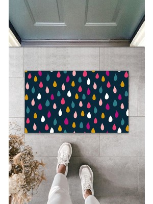 Dış ve Iç Mekan Renkli Kapı Önü Paspası Damlalar Desen Paspas