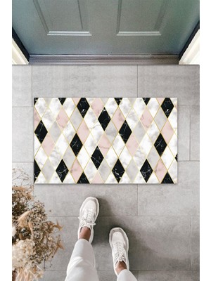 Dijital Baskı Yeşil Dış ve Iç Mekan Doğal Taş Desen Kapı Önü Paspası