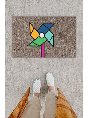 Dijital Baskı Yeşil Dış ve Iç Mekan Doğal Taş Desen Kapı Önü Paspası