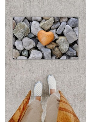 Dijital Baskı Yeşil Dış ve Iç Mekan Doğal Taş Desen Kapı Önü Paspası