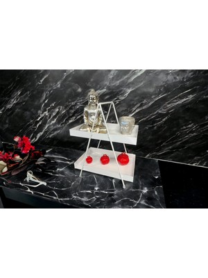 Decorelax 2 Katlı Beyaz Metal Banyo Ve Mutfak Rafı Model 1