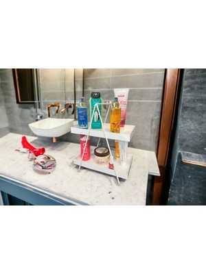 Decorelax 2 Katlı Beyaz Metal Banyo Ve Mutfak Rafı Model 1