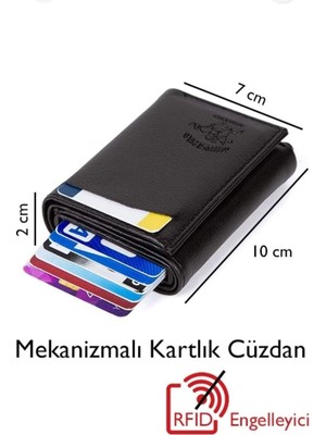 Anıl Bags Erkek Siyah Çelik Kasalı Telefon Bölmeli El ve Omuz Çantası ve Mekanizmalı Kartlık Cüzdan