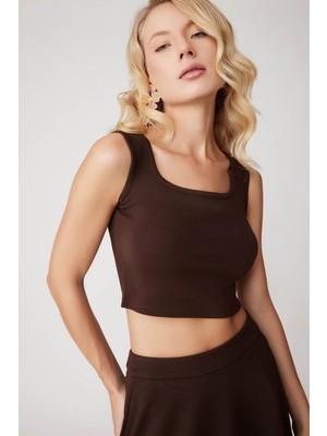 Vitrin Kalın Askılı Crop Bluz