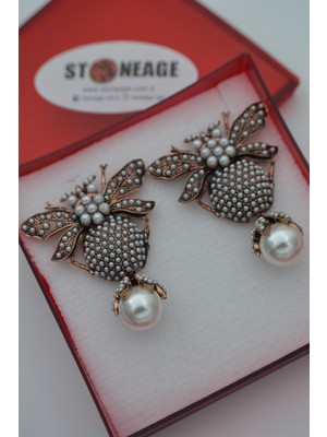 Stoneage Zirkon ve Incili Arı Küpe