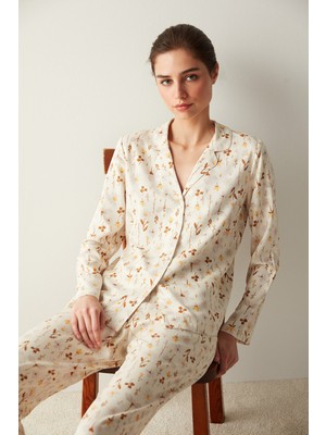 Blossom Soft Gömlek Pantolon Beyaz Pijama Takımı