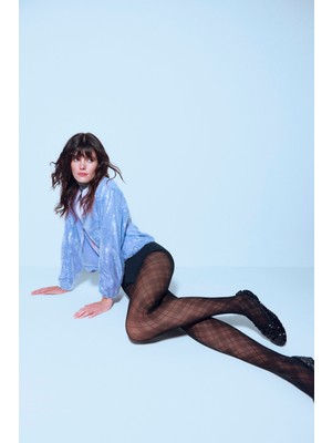 Penti Siyah Checked Desenli Külotlu Çorap Kadın İçin Rahat ve Şık Tasarım