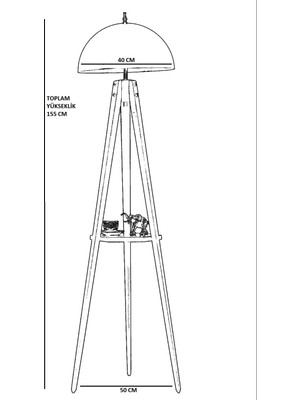 Lumexx Sehpalı Tripod Siyah Büyük Retro Başlıklı Lambader