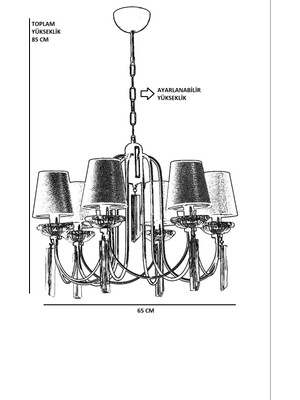 Lumexx Kontes 6 Lı Krom Hasır Gri Abajurlu Avize