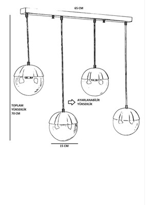Lumexx Küre 4 Lü Sıralı Eskitme Bal Camlı Sarkıt