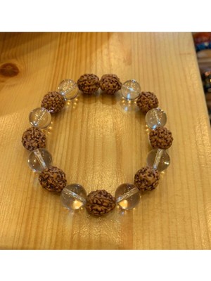 Nelleovana Rudraksha(Rudrakşa)Tohumu ve Kristal Kuvars Bileklik