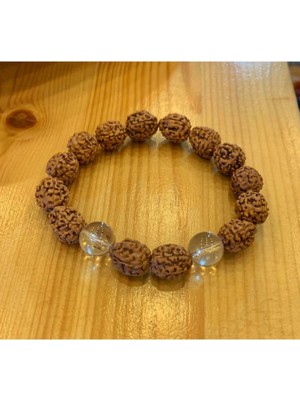 Nelleovana Rudraksha(Rudrakşa)Tohumu ve Kristal Kuvars Bileklik