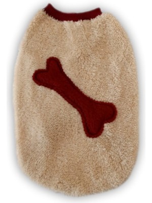 Gobo Kemik Desenli Sütlü Kahve Kışlık Welsoft Kedi ve Köpek Kıyafeti Elbisesi