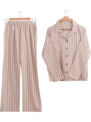 Ecocotton Ala Kadın Pijama Takımı %100 Organik Pamuk Keten Terra