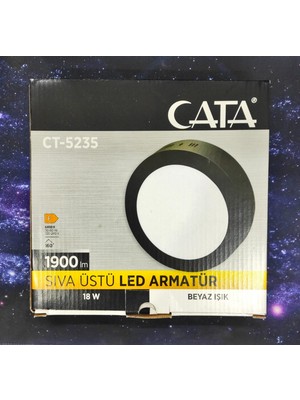 Cata CT-5235 6400K Beyaz 18W Siyah Kasa Sıva Üstü LED Panel