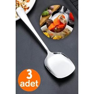 Servis Kaşığı Seti 3 Lü Paslanmaz Çelik Lüx Salata Börek Pasta Fırın Tavuk Patates Servis Kaşığı
