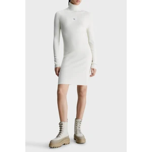 Calvin Klein Logolu Slim Fit Balıkçı Yaka Triko Mini Elbise J20J221690YBI Bayan Elbise J20J221690 Ybı