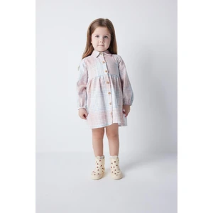 Kız Bebek Kareli Uzun Kollu Flanel Elbise A9107A523AU