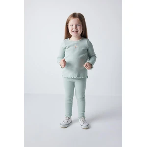 Kız Bebek Çiçekli Fitilli Kaşkorse Uzun Kollu Tişört Tayt 2'li Takım Y1122A223AU