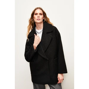 Geniş Cepli Buklet Kaban - Siyah