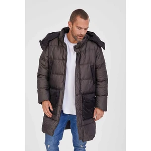 Erkek Kapşonlu Şişme Parka K217 Kahverengi