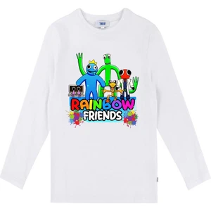 Rainbow Friends Uzun Kol Çocuk Tişört Beyaz