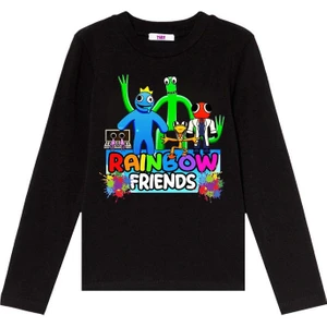 Rainbow Friends Uzun Kol Çocuk Tişört Siyah