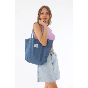 Bery Mood Koyu Mavi Kot Bez Kol & Omuz Çantası Tote Bag Kanvas Iş Spor Günlük Jean Plaj Model Yazlık 32X34