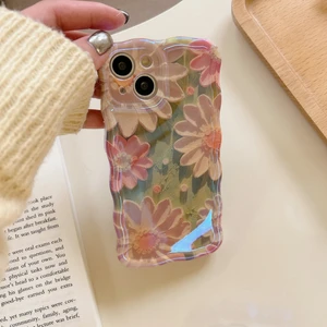 İphone 14 Pro Yağlıboya Çiçek Telefon Kılıfı (Yurt Dışından)