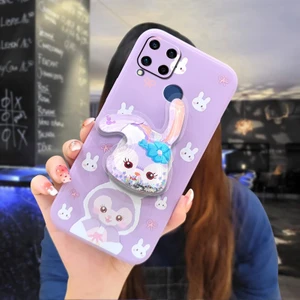 Telefon Kılıfı Oppo Realme C15 Dönen Standlı Parıltılı Telefon Kılıfı (Yurt Dışından)